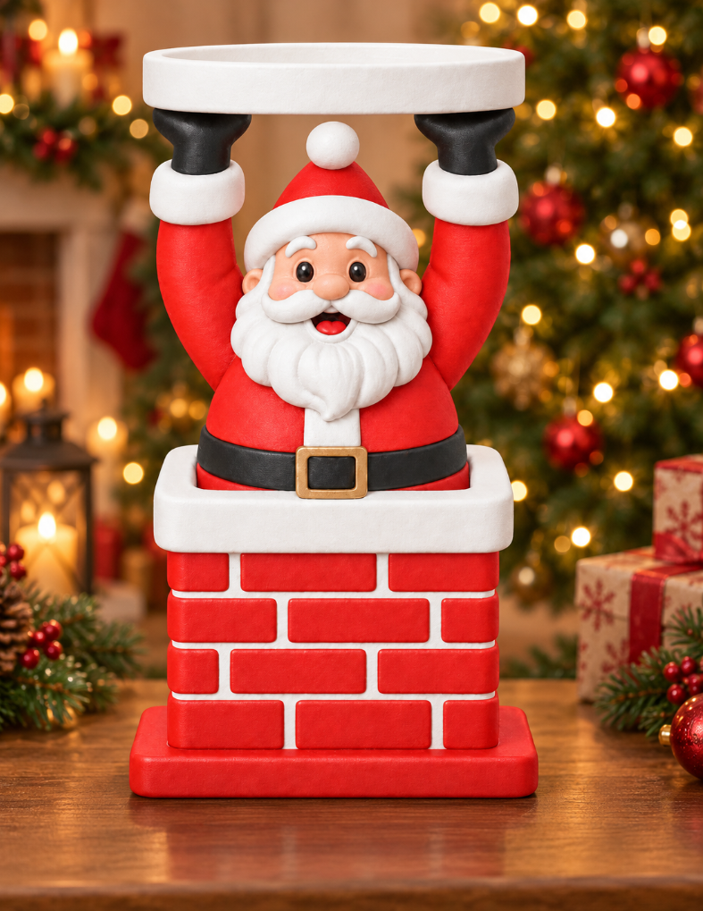Santa Stuck in Chimney 3-Wick Candle Holder - 3D printed product