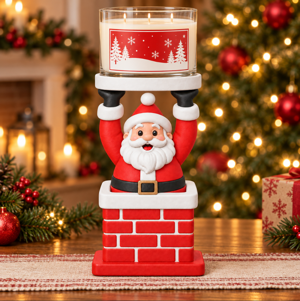 Santa Stuck in Chimney 3-Wick Candle Holder - 3D printed product