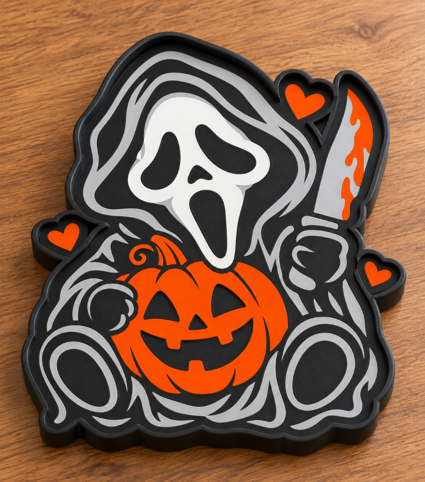 Ghostface Inspired Jack-O'-Lantern Trinket Tray - 3D printed product